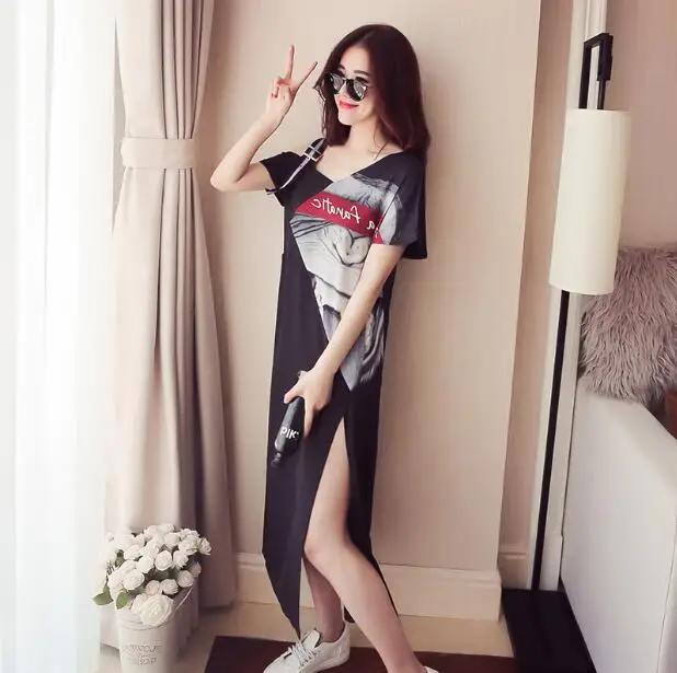 Женская летняя свободная футболка без бретелек большого размера с длинными