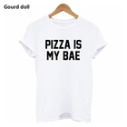 Футболка женская с принтом пиццы и надписи MY BAE, модный топ, Повседневная рубашка с круглым вырезом, одежда для женщин, tumblr