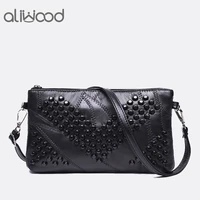 2021 fashion genuine leather women bag messenger bags rivet shoulder bag clutch high quality crossbody bags female purse bolsas