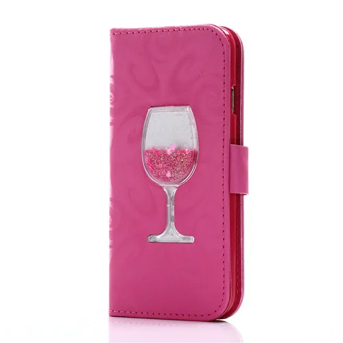 rose Quicksand кошелек бокал для вина чехол для iphone 5 5S SE 6 6s 7 8 plus чехол роскошный модный чехол-подставка для iphone 7 чехол для телефона карта - Цвет: rose