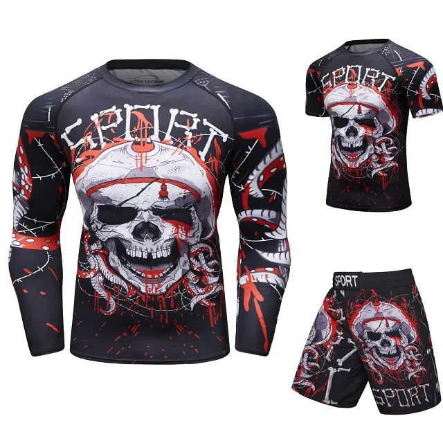26 Фирменная Новинка BJJ ММА отработать сжатия Рашгард футболка для мужчин VS PK упражнения 3D фитнес колготки бодибилд Крест fit Рашгард - Цвет: 26