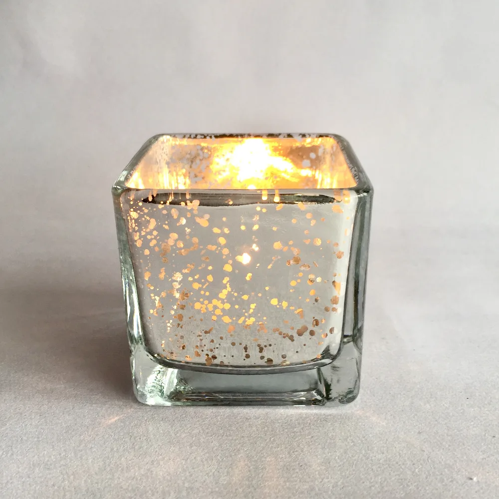 NEW!2.36 Inch Cube 6*6*6cm Glass Mercury Candle holder in Sliver color Use for Wedding and Home Decor Pack of 6PC USD18.9/Lot | Дом и сад