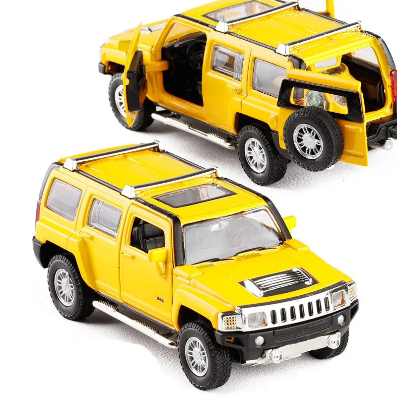 /литая под давлением игрушечная модель/1:32 весы/Hummer H3 SUV спортивный автомобиль/Вытяжка/звук и светильник/образовательная Коллекция/подарок для детей
