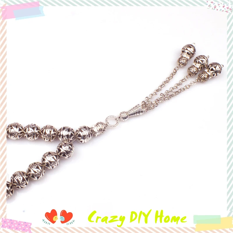 Магазин Tasbih Новое поступление DIY 1 шт Роскошный 11 мм Серебряный круглый полый