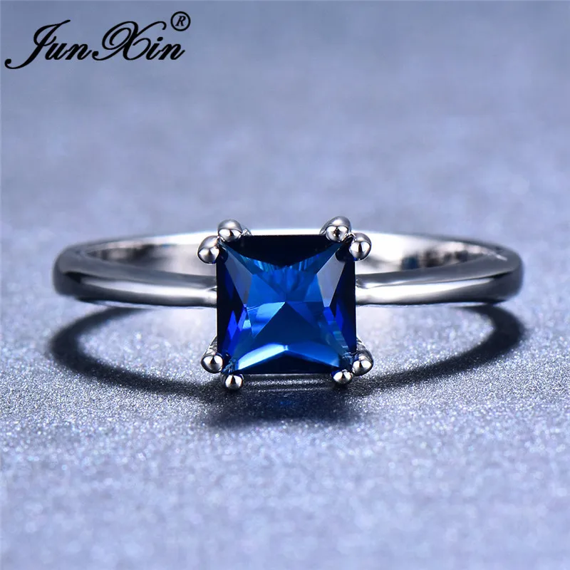 JUNXIN оптовые квадратные кольца для женщин серебряного цвета фиолетовый черный