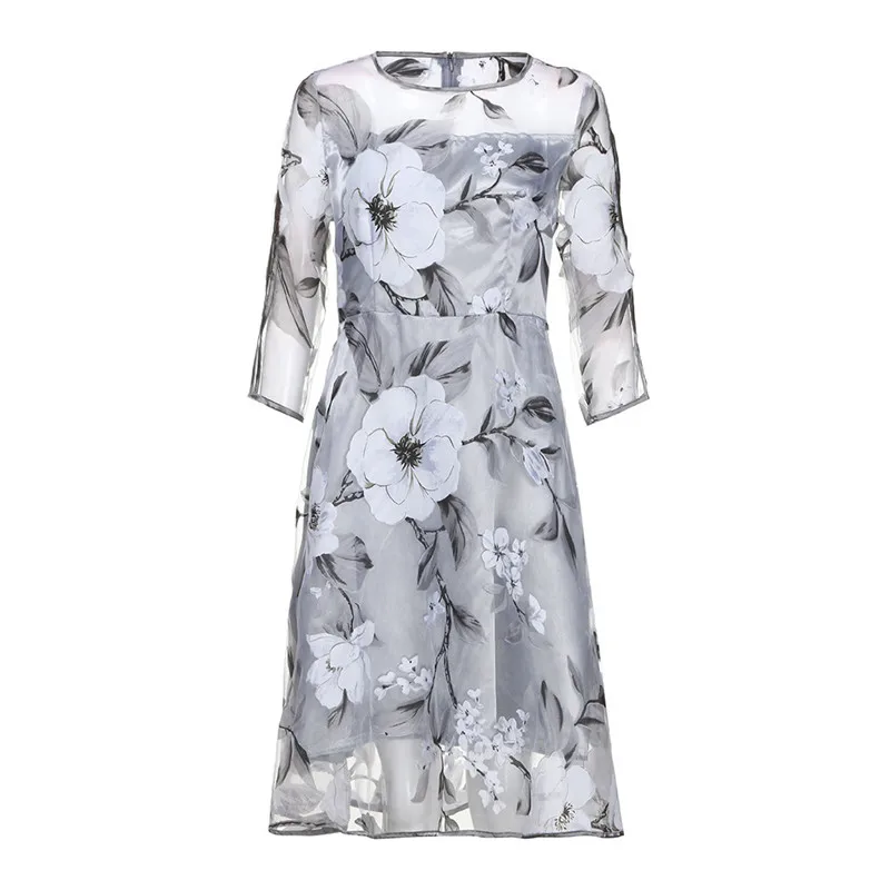 Платье женское из органзы с цветочным принтом на лето|Женские платья| |