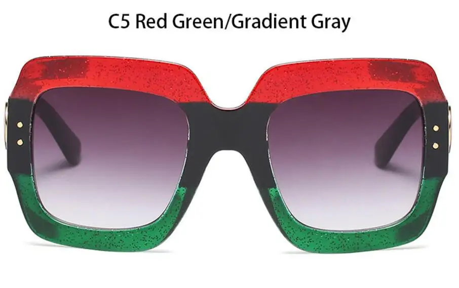 C5 gradient gray Модные квадратные солнцезащитные очки больших размеров оттенков, роскошные брендовые дизайнерские женские красные зеленые солнцезащитные очки, женские трендовые летние очки - Цвет линз: C5 gradient gray
