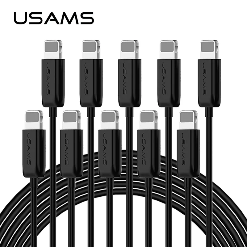 

USAMS 10pcs 1m 2A Round Colorful Lightning Type C Micro USB Phone Cable For iPhone Huawei Samsung Xiaomi iPad Sync DataCable