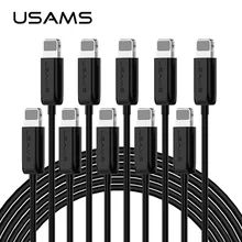 USAMS 10pcs 1m 2A Round Colorful Lightning Type C Micro USB Phone Cable For iPhone Huawei Samsung Xiaomi iPad Sync DataCable