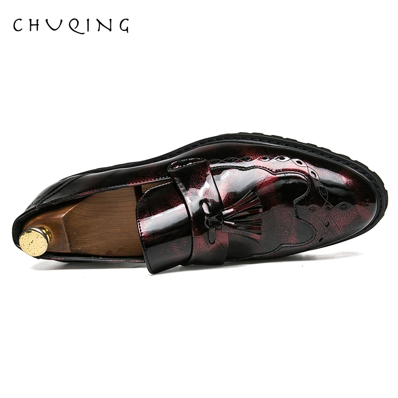 CHUQING/кожаные деловые туфли на низком каблуке мужские лоферы без шнуровки