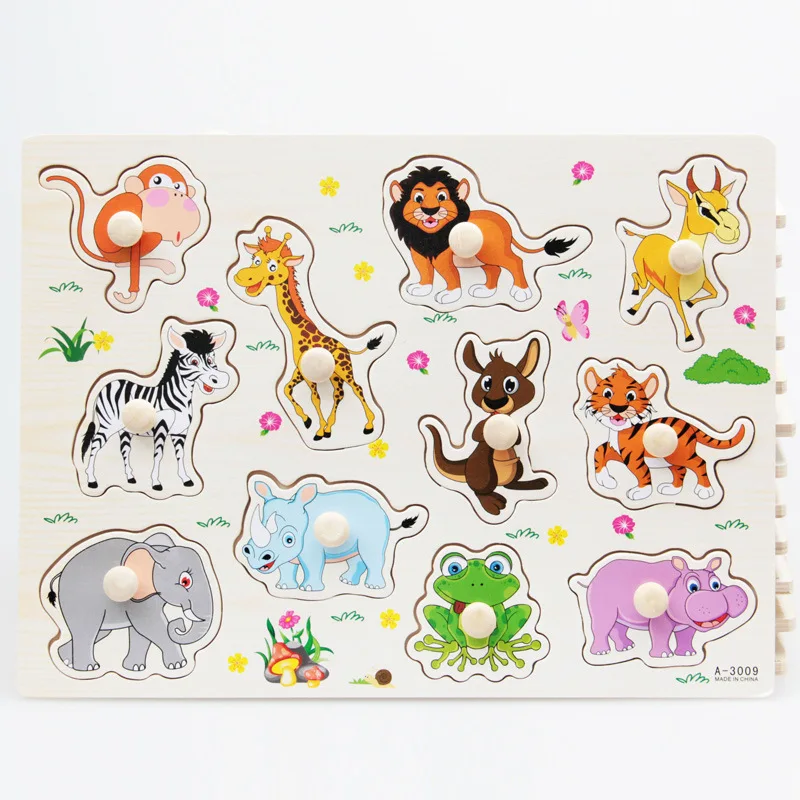 A3009 Детские игрушки Монтессори Деревянные головоломки/ручной захват доска раннего образования головоломки игрушки мультфильм автомобиль/Морские животные головоломки Детский подарок - Цвет: A3009