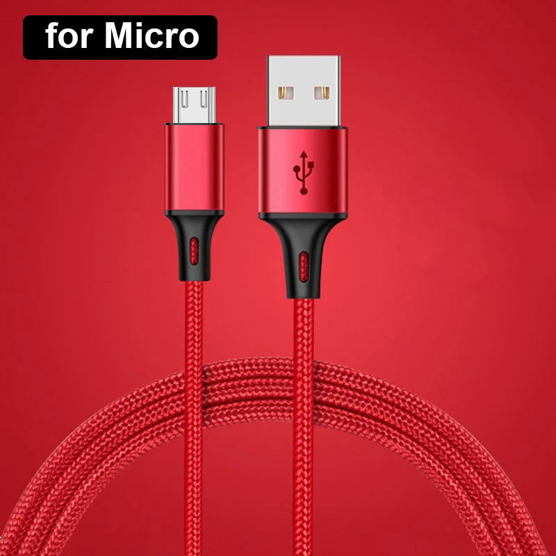 Micro-Red Зарядный кабель для передачи данных для iPhone X 10 XS MAX XR 8 7 6 s 6S 5 5S SE type C Micro USB Android зарядный провод короткий длинный 1 м 2 м 3 м - Цвет: Micro-Red