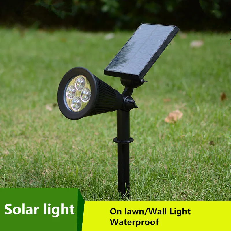 RGB LED Солнечный газон свет 4 светодиода на солнечной энергии Водонепроницаемый