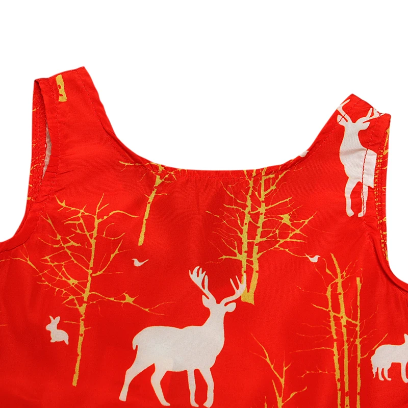 Toddler Kid Baby Girls Christmas Cartoon Deer Sleeveless Party Dress Clothes 1-5 Years Xmas | Детская одежда и обувь