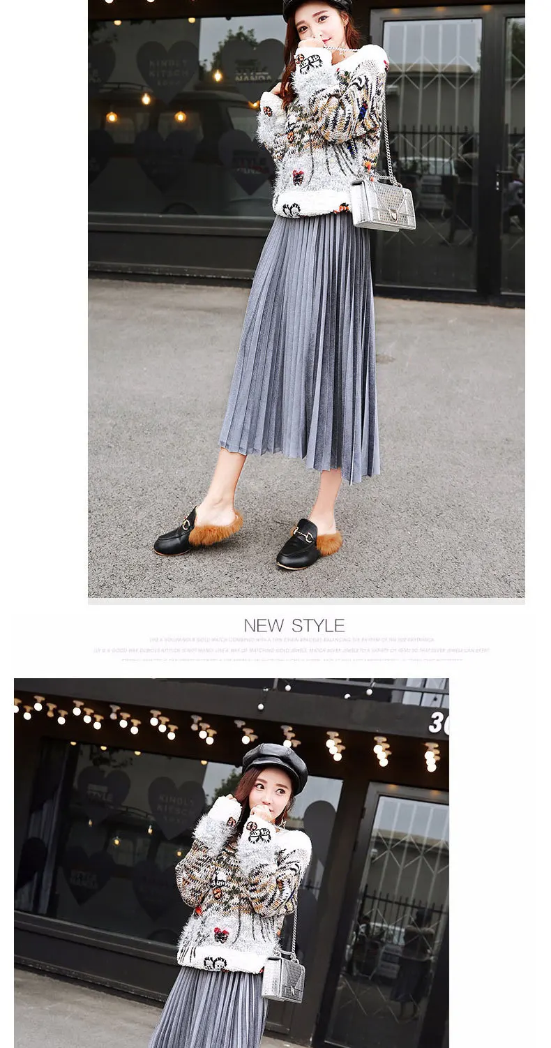 PEONFLY Women's Skirt New Summer Long Skirt Fashion Color All-match Slim Pleated Skirt free shipping Pleated Skirt One Size