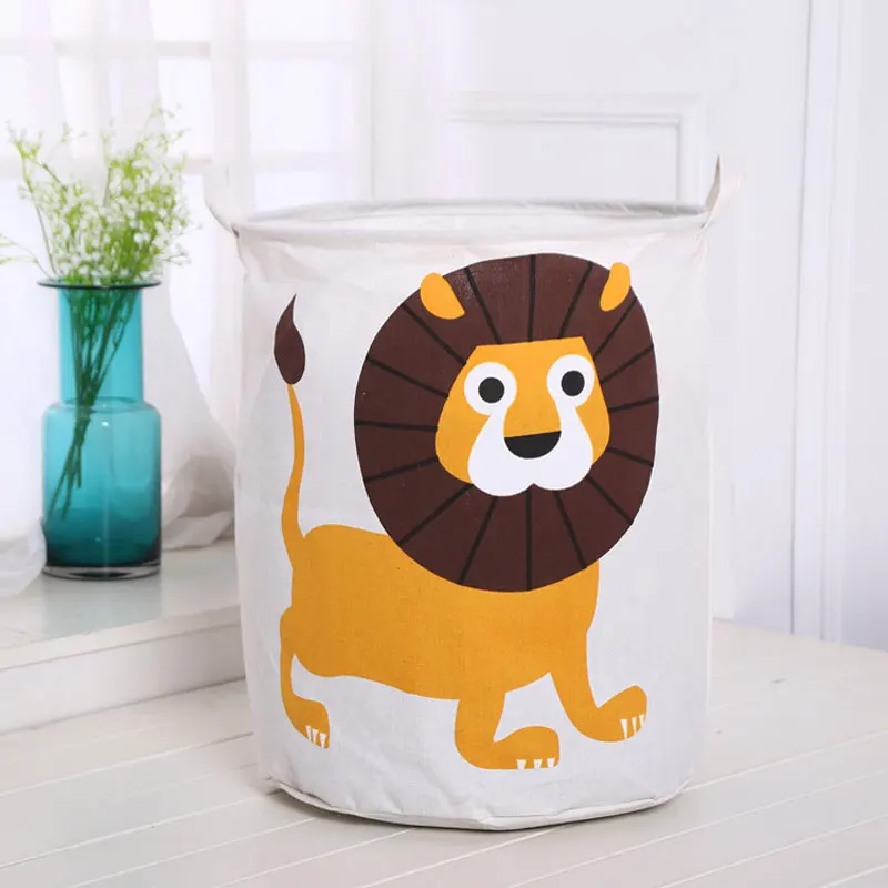 New Waterproof Laundry Hamper Cartoon Animals Clothes Storage Baskets Home Decoration Barrel Kids Toy Organizer Basket | Дом и сад