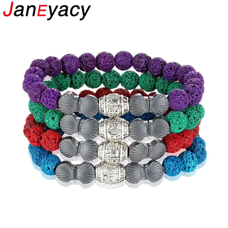Хит буддизм Вулкан камень браслет Pulseras шесть символов пронзительный ОМ Мани