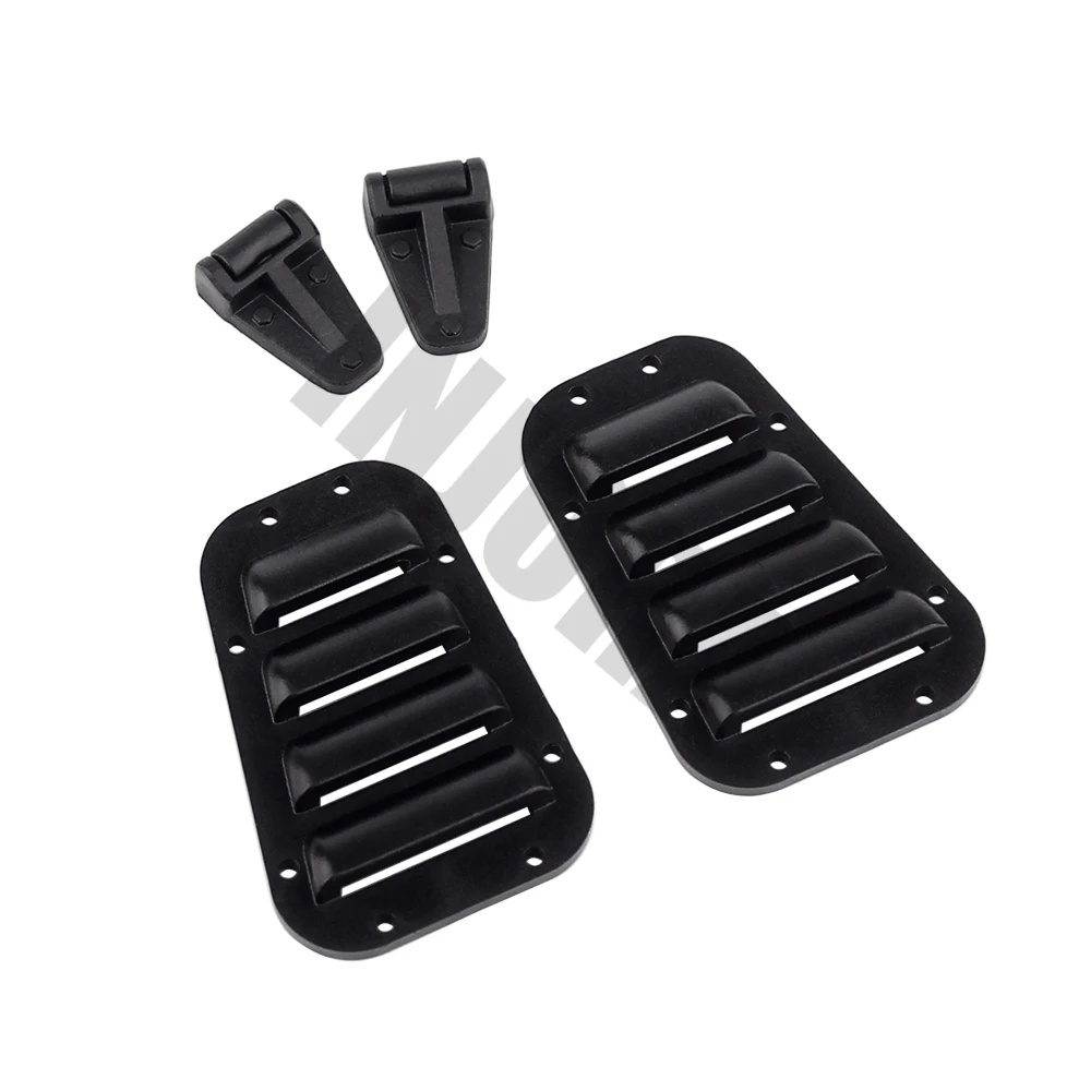 INJORA 1Set TRX4 Black Plastic Intake Grille Cover & Engine Hinge for 1:10 RC Crawler Traxxas TRX 4 Body|rc hinge|traxxas bodyplastic hinge |