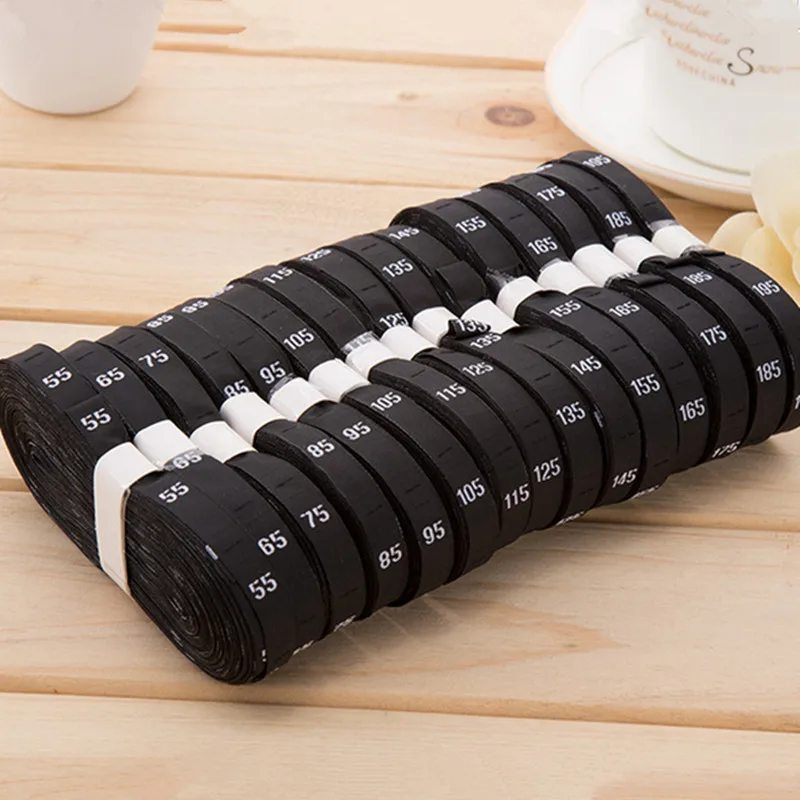 200 шт черный полиэстер ткань ярлык с размером Одежда для детей № 50 60 70 80 90 100 110 120 130