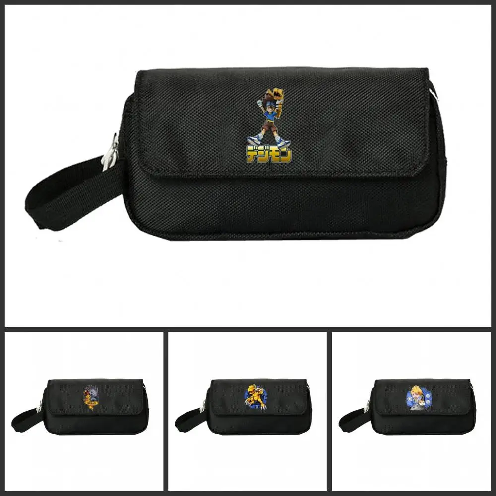 

Digimon Adventure pencil Case Women Cosmetic Cases Makeup Bag Child Girls student Double pencil Bag Handbag new