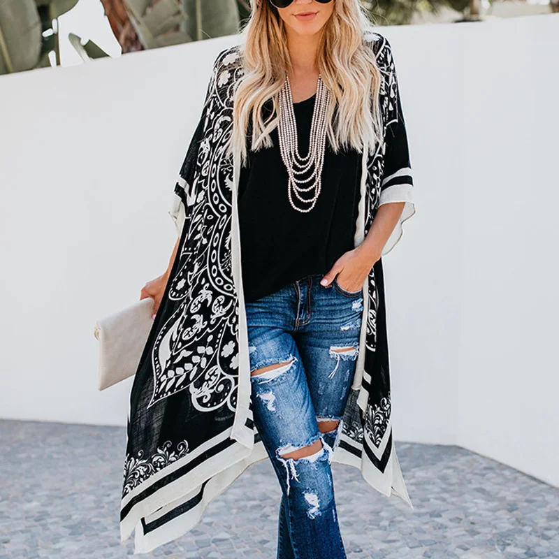 Женское пальто женская пляжная летняя Свободная Повседневная модная блуза для