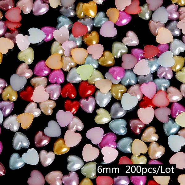 6mm heart 20-1000 намоток Mix 37 Цвета жемчуг имитация кабошон одежды декор с изображением сердечка цветка бусины ABS принадлежности DIY Швейные аксессуары - Цвет: 6mm heart