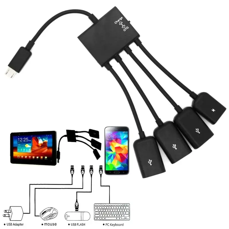Универсальный 4 в 1 Стандартный Micro USB OTG концентратор удлинитель адаптер зарядный