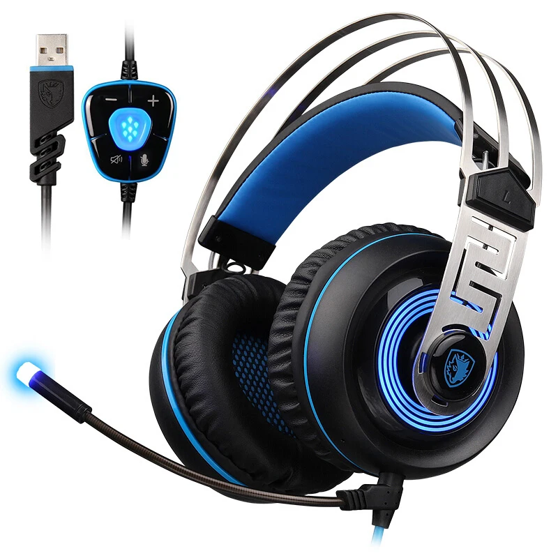 SADES A7 USB Игровые наушники Проводная гарнитура 7 1 виртуальный звук с микрофоном