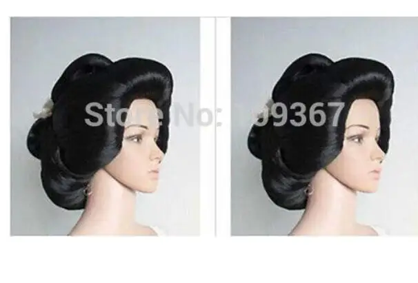 Блондинка длинные волнистые черные Geisha пластины волос аниме парик Peruca Peluca de cabello