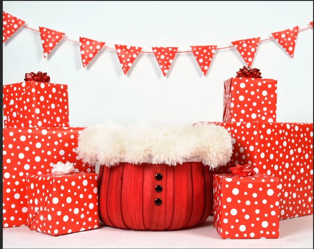 

7x5FT Baby Newborn Red Seat Gifts Flags Pennants Wall Custom Photo Studio Backdrop Background Vinyl 220cm x 150cm