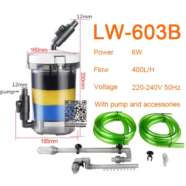 LW-603B Sunsun предварительно биохимический фильтр для аквариума, ультратихий прозрачный Внешний фильтр для аквариума - Цвет: LW-603B