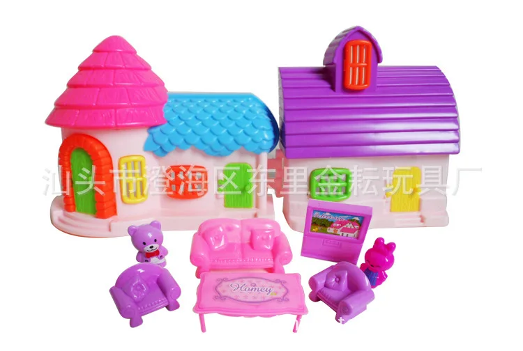 Игрушечный домик для девочек имитация мебели комнаты вилла натуральный дом