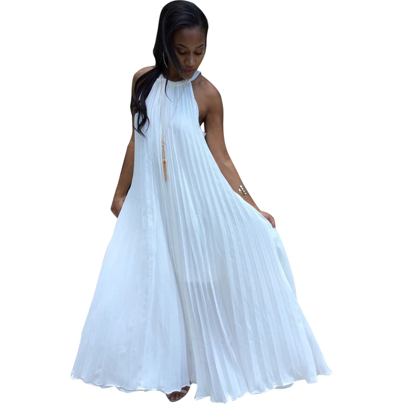 Женское плиссированное платье без рукавов с вырезом лодочкой и гармошкой