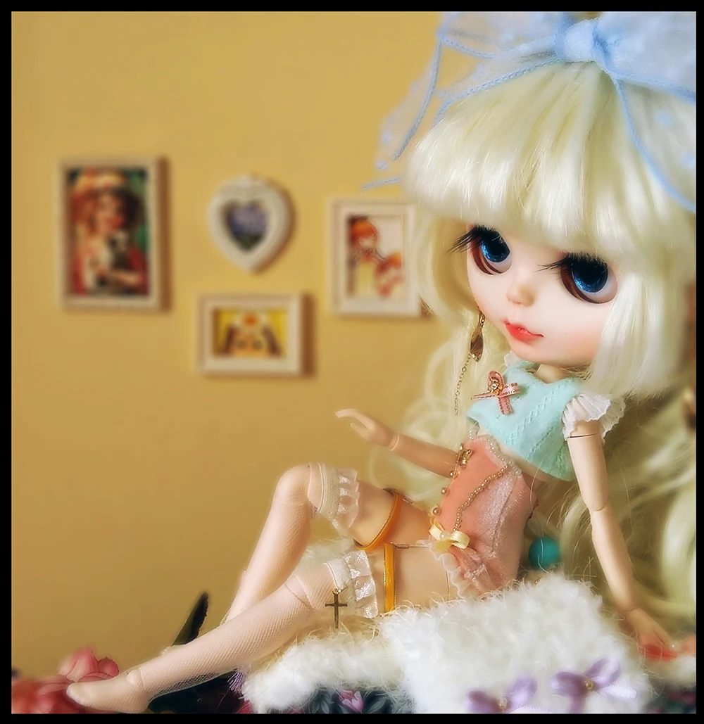 Изящные синие Топы blyth Dolls 6 шт./компл. короткие штаны с высокой талией повязка на