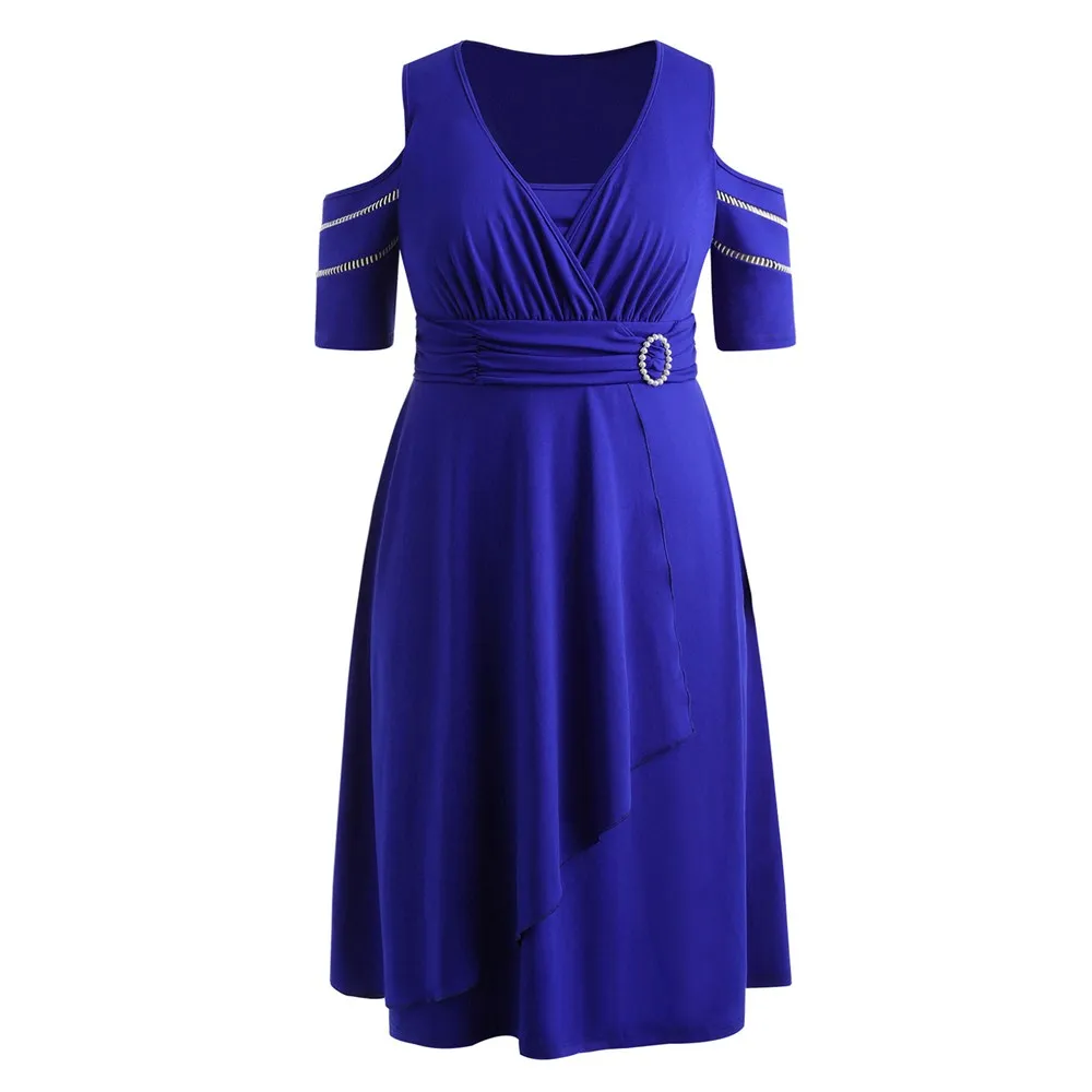 CosMera Повседневное платье средней длины с квадратным вырезом и открытыми плечами