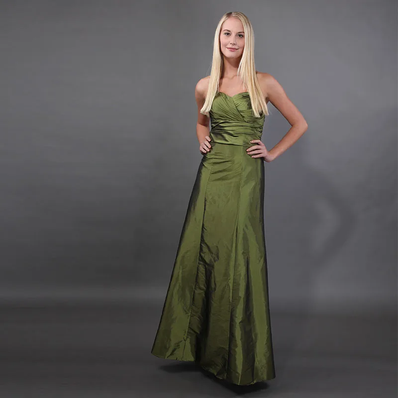 Зеленые платья невесты со складками без бретелек для свадебной вечеринки Vestido Longo