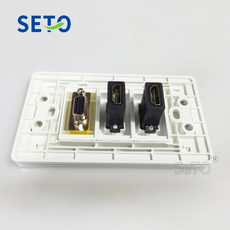 SeTo 120 тип два порта HDMI + VGA Панель настенная панель Разъем Keystone Лицевая |