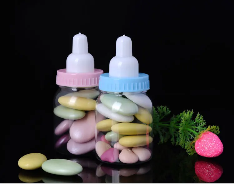 

600 шт. Пластик бутылочка для кормления коробка для конфет, детский праздник день рождения и Крещение Baby shower для свадебных сувениров