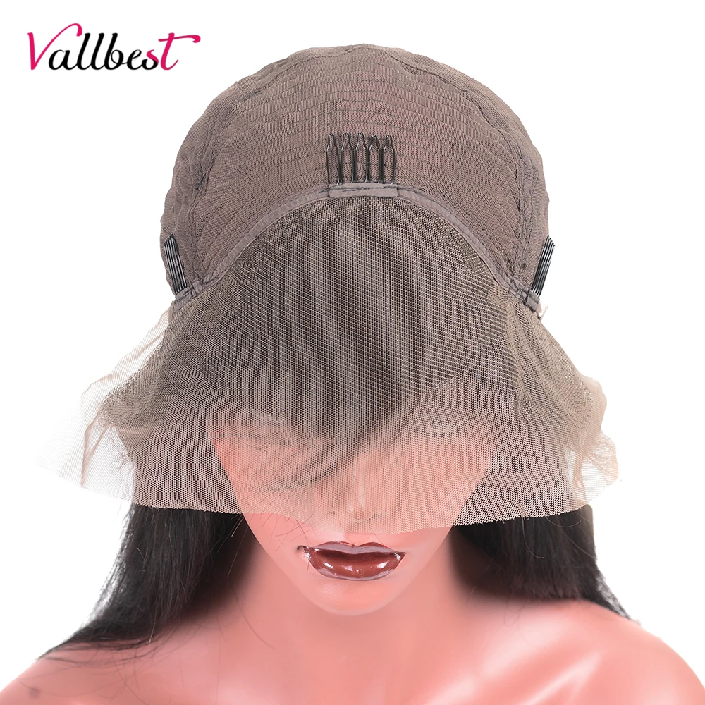 Vallbest 150% Remy перуанские прямые парики на шнурках для черных женщин 13*4 человеческие волосы на кружеве Парики Perruque Cheveux Humain 1B