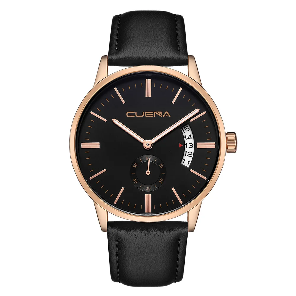 CUENA мужские наручные часы военные кожаные кварцевые аналоговые армейские Бизнес Мужские quartzo день Дата