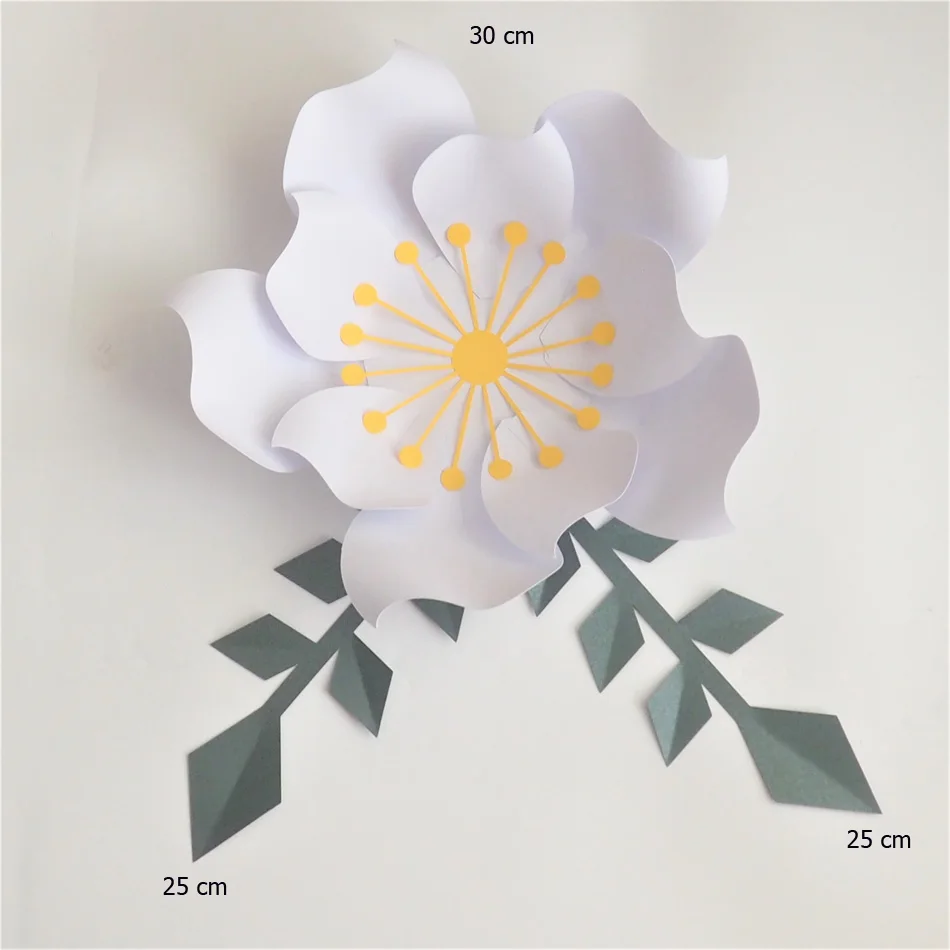 

Artificial Flowers 30CM + Leaves 25CM Fleurs Artificielles Backdrop DIY Giant Paper Flowers Wedding Party Decor Baby Shower