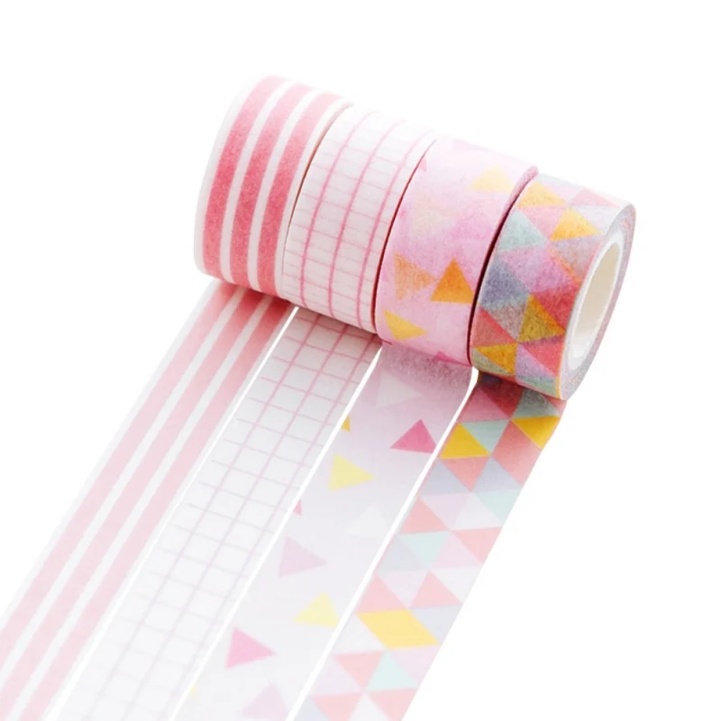 QZ983P 4 шт. геометрический Washi клейкая лента Стикеры DIY декоративная клейкая лента, Канцелярия клейкой ленты Скрапбукинг Планировщики - Цвет: QZ983P