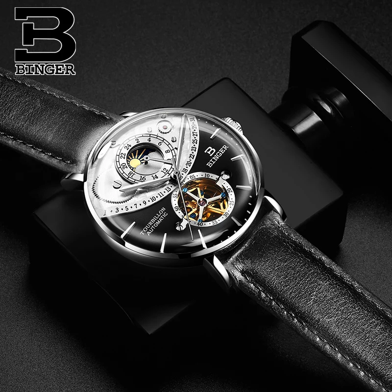 

BINGER Casual Wristwatch Tourbillon Men's Automatic Mechanical Watch Luxury Brand Male Clock Men Watches montre homme 2019