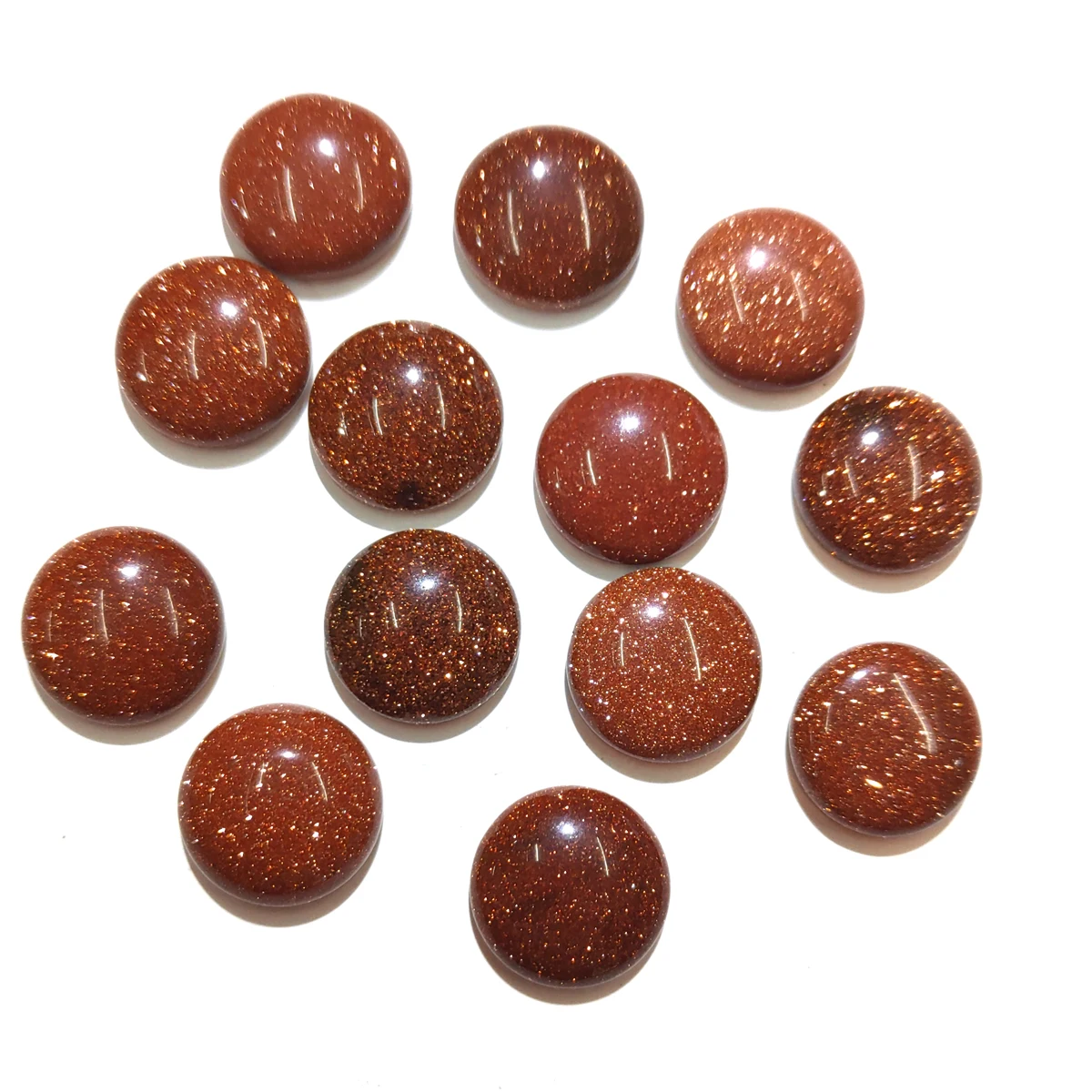 20 PCS Gold Sand Stone Natural Stones Cabochon 6mm 8mm 10mm Round No Hole for Making Jewelry DIY