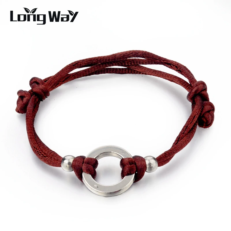 

LongWay Handmade Bracelets For Women And Men Jewelry Silver Color Bead Brown Rope Bracelets Adjustable Bijoux Sbr150362103