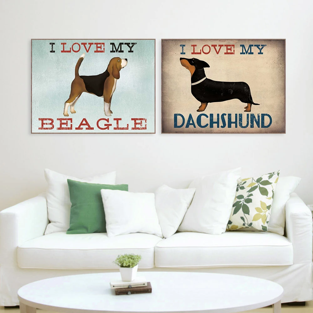 Винтажные плакаты и принты с изображением собаки Любителя Beagle Dachshund настенные картины для гостиной домашний декор принты на ткани стены искусства ретро
