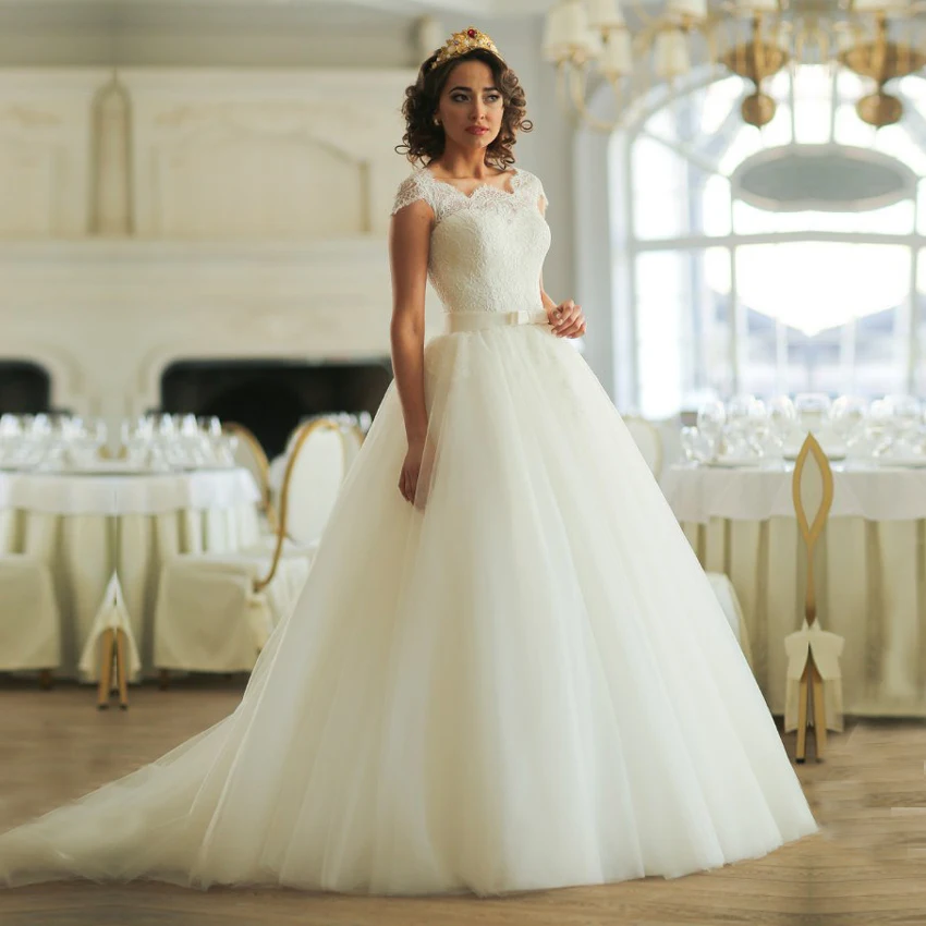 Vestidos De Novia Высокое Качество Кот Кружева Принцесса Бальное платье свадебные