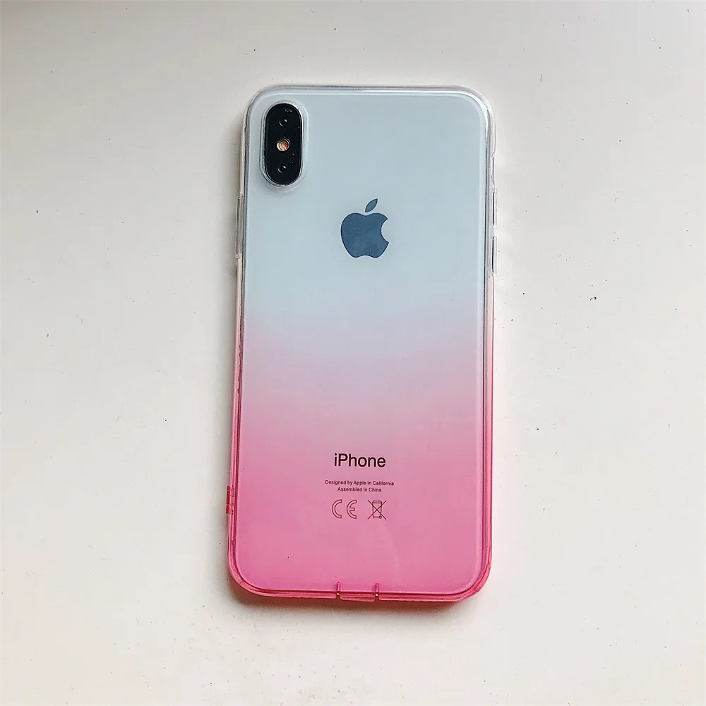 Прозрачный чехол для iPhone 6 6S 7 8 Plus X XR XS Max градиентный мягкий силиконовый красочный