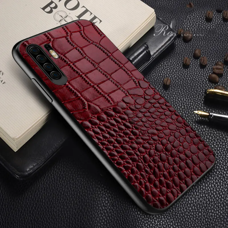 red Чехол из натуральной кожи для huawei P20 Pro mate 20 P30 Pro Lite Y9 Y7 P SMART 360 Защитный чехол для Honor 10 20 Pro 9X 8X - Цвет: red