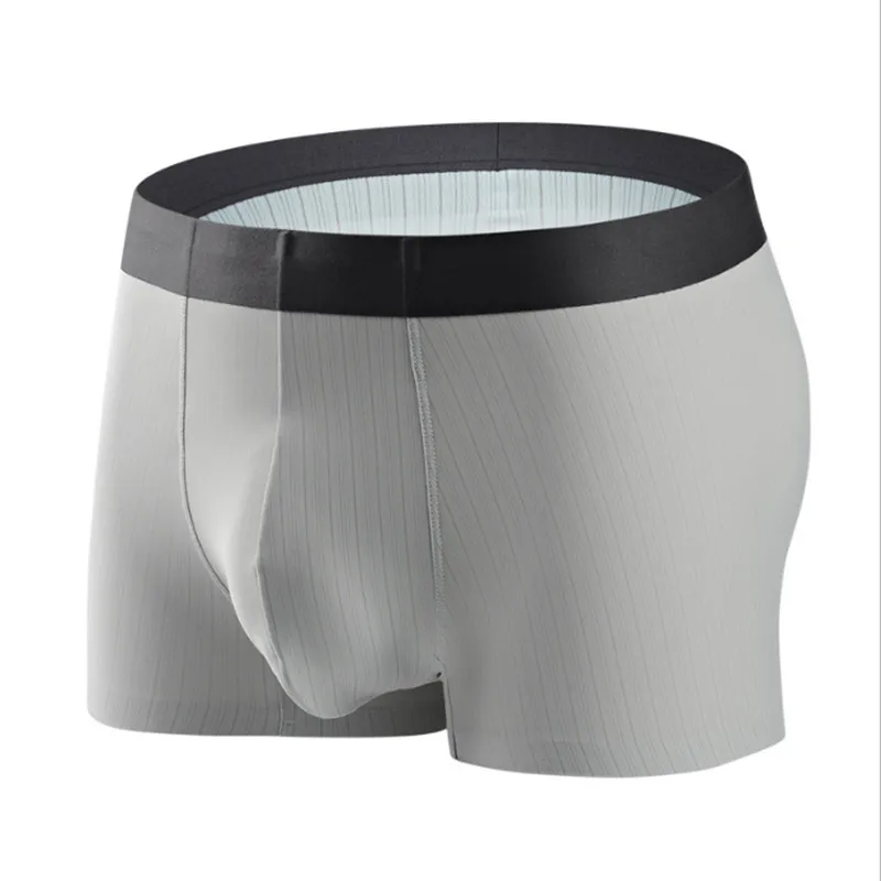 

Wholesale 5Pcs/Packet Mens Panty Ice-silk Super Thin Naked Feeling Underpants Business Man Light and Thin 110G Boxer Shorts